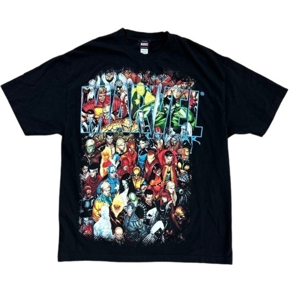 Marvel Mad Engine Civil War Characters Graphic Print Comic Movie T-Shirt XL
